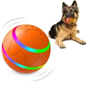 Vibrant Orange Dog Ball Toy with Colorful Accents